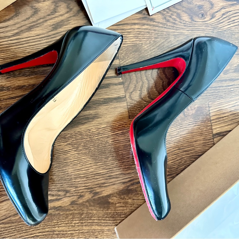 Christian Louboutin Décolleté 868 100 Jazz Black Calf Leather Heels Pumps 39 8 - Picture 9 of 15